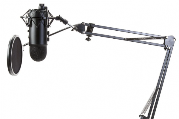 Blue Yeti Microphone (White Mist) with Boom Arm Stand, Pop Filter