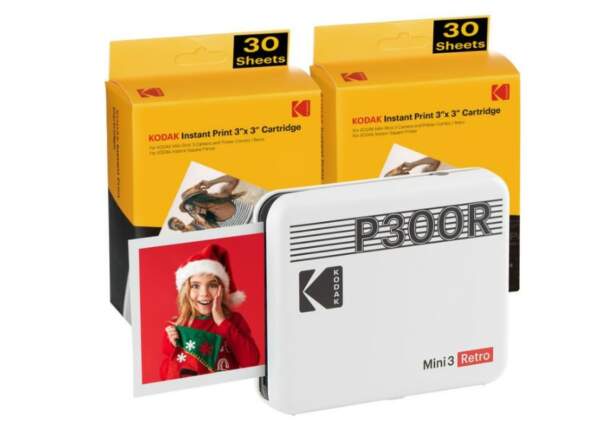 Kodak Mini 3 Retro Portable Instant Photo Printer Bundle (Yellow, 3x3 Inch)
