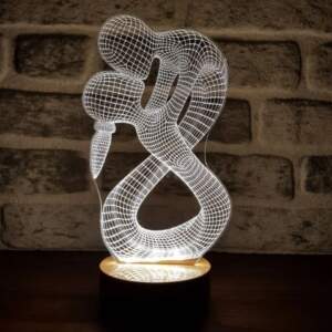 By-Lamp 3D Lovers Lamp with Handmade Wooden Base
