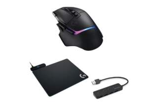 Logitech G502 X Plus Wireless Gaming Mouse (Black) with Wireless Charging System and USB 3.0 Hub